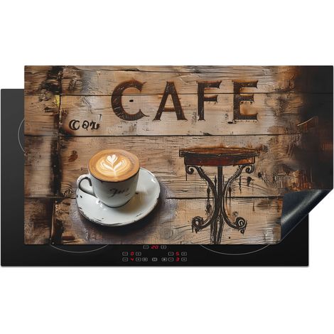 Induction Hob Protector Cafe - Wood - Coffee - Shelves 91.2x52 cm