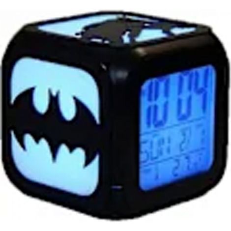 Réveil stéréo 3D chauve-souris silencieux avec veilleuse LED, horloge électronique de chevet