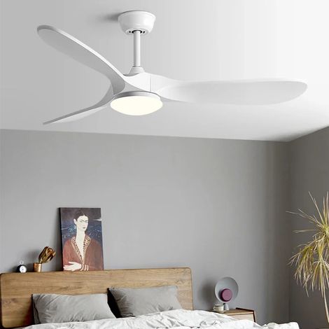 Ventilateur de Plafond Industriel Vintage 91 cm LED, Style Rétro, Pales ABS, Télécommande, pour Chambre, Salon et Bureau - Blanc (1/5)