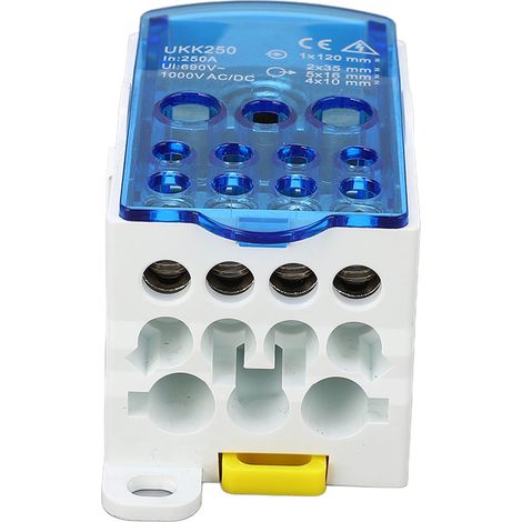Boîte de jonction à bornier pour rail DIN, unipolaire, 690 V, 250 A, bleue (1/5)
