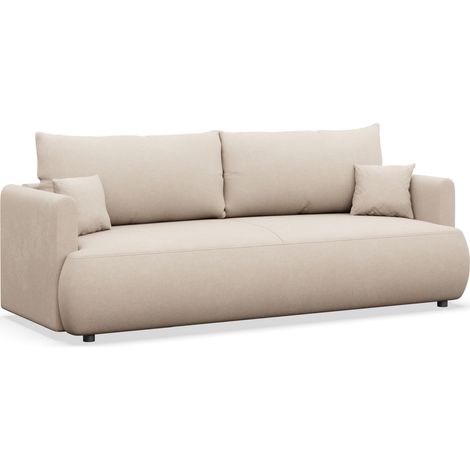 Selsey Ovo Mini – 3-Sitzer Schlafsofa mit Bettkasten, Chenille Easy-Clean, creme (1/5)