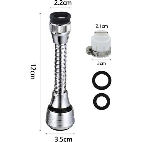 360 Grad drehbarer Wasserspar-Wasserhahn-Sprühkopf, Küchenarmatur-Verlängerung, Luftsprudler, Wasserhahn-Handschuh-Adapter, mit Adapter, geeignet für verschiedene Wasserhähne (2 Stück) (1/4)