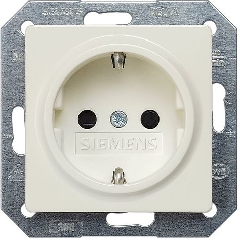 Siemens DELTA i-system Toma de corriente SCHUKO con protección contra contacto accidental, blanco titanio, 5UB1518