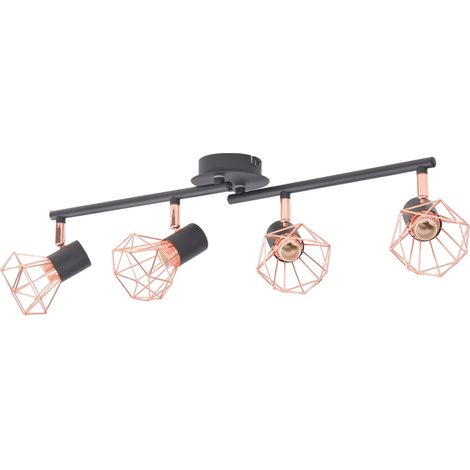 Ceiling Lamp with 4 Spotlights E14 Black and Copper vidaXL