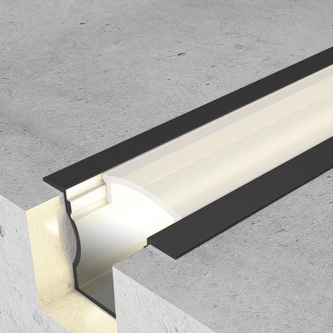 IluminaShop - Perfil de Aluminio para Empotrar con alas High Lacado Negro 12V/24V 2 metros (1/3)