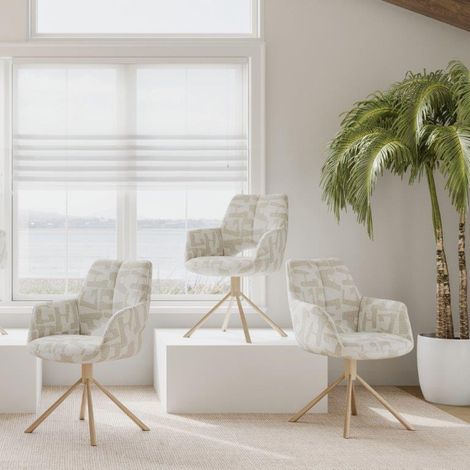 Chaise de salle à manger en tissu beige pied bois VASKA (lot de 2) (1/5)
