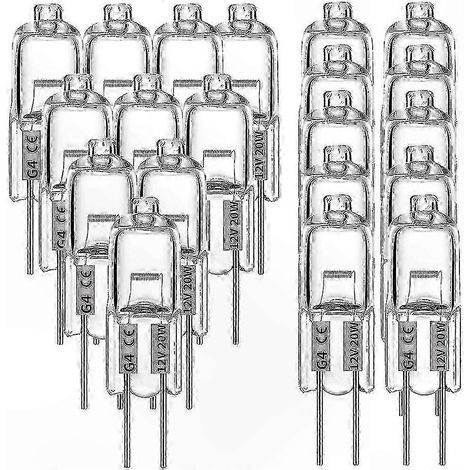 20 G4-Halogenlampen, 20 W, 12 V, klar, 2-polig, für Herdbeleuchtung, 20er-Packung (1/5)