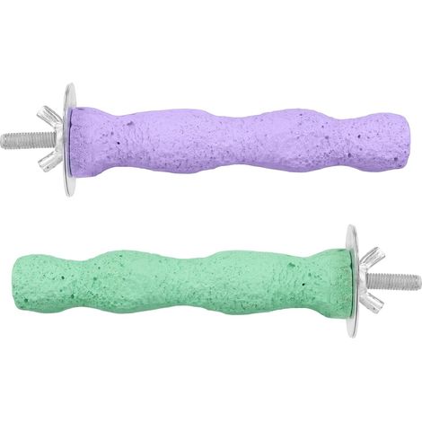 2pcs Pierre à Aiguiser Bec D'oiseau, Résine Anti-Dérapant Bec Broyeur Pierre Perchoirs Oiseau Perroquet Cage Perchoir Support pour Perroquet Calopsitte Cage Accessoires (Vert, Violet) (1/5)
