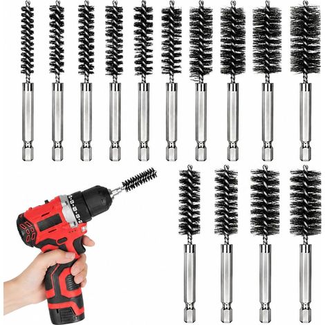 Lot de 14 brosses métalliques pour perceuse avec tige hexagonale 1/4, 8-25 mm (1/5)