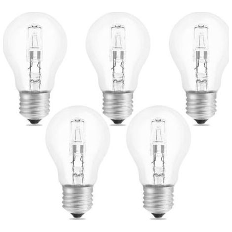 Lampadina alogena dimmerabile E27 A55 da 42W, AC220-240V, 650LM bianco caldo 2700K, lampadina a globo alogena E27 trasparente per plafoniere, lampade da scrivania, applique, lampade da terra, confezio (1/5)