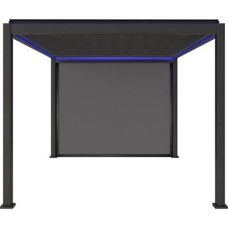 sweeek - Motorisierte Pergola mit Lamellendach Triomphe 3x4m LED-Beleuchtung + Markise 3 m