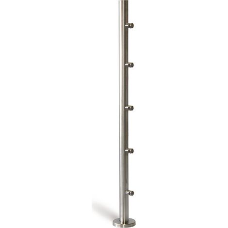 Metalideal  Poteau inox prêt à poser pour lisse fixation sol Finition - AISI 304 Brossé - pour intérieur