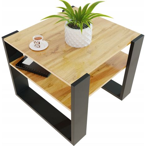Table basse Wotan 55x55cm style loft rétro table de banc (1/5)