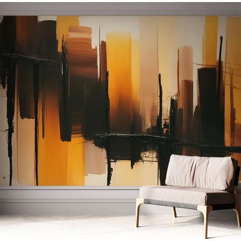 Papier peint adhésif autocollant pour salon chambre à coucher peint imprimé pour mur Bandes verticales 312x219 cm (1/5)