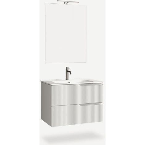 Mobile bagno sospeso con specchio e lavabo Venere - Bianco