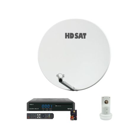 Pack HDSAT Parabole Satellite Fibre Composite Blanche 75cm + LNB Single + VEGA 3 Récepteur TV satellite Full HD + Carte (1/5)