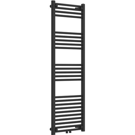 Radiateur sèche-serviettes chauffage salle de bain 140 x 50 cm acier noir (1/5)