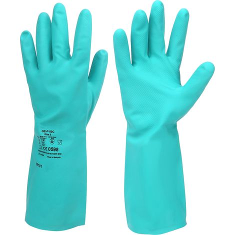 Gants de protection Ortviai M Nitrile coton antidérapants résistants aux acides et bases pour industrie et agriculture (1/3)