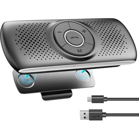 Kit manos libres Bluetooth para coche, micrófono integrado, altavoz con clip, compatible con GPS, ranura para música, tarjeta TF, reconexión automática, 2,4 GHz-2,48 GHz (1/4)