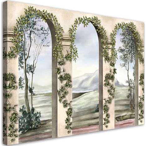 Cadre déco Colonnes et arcs avec du lierre 90x60 (1/5)