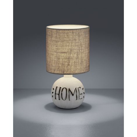 Lampada Da Tavolo Esna Ceramica "HOME" E Paralume Cappuccino Ø16 cm Trio Lighting