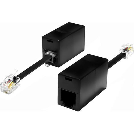 Deux adaptateurs RJ11 vers RJ9, fiches RJ11 femelle (6P4C) vers RJ9 mâle (4P4C). (1/4)