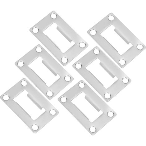 Kit de 6 gâches de porte en acier inoxydable pour renforcer la sécurité de votre porte, plaque de verrouillage réglable argentée (1/5)