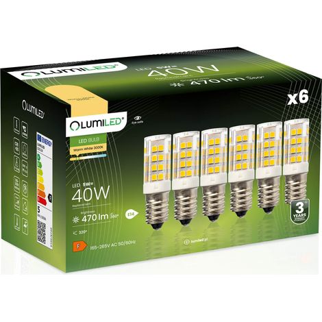 6x LED-Lampe E14 Röhrenform T25 5W = 40W 470lm 3000K Warmweiß 320° LUMILED