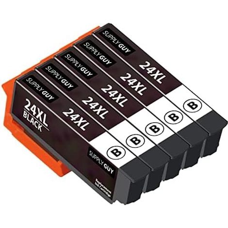 5 Cartouches d'encre Compatible avec Epson 24XL / 24 XL Noir Multipack pour Expression Photo XP55 XP65 XP750 XP760 XP850 XP860 XP950 XP960 XP970 (1/5)