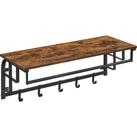Appendiabiti da parete 30 x 80 x 27 cm con ripiano portaoggetti vintage mensola da parete con ganci mensola da parete con asta appendiabiti 5 ganci per ingresso corridoio camera da letto bagno soggior