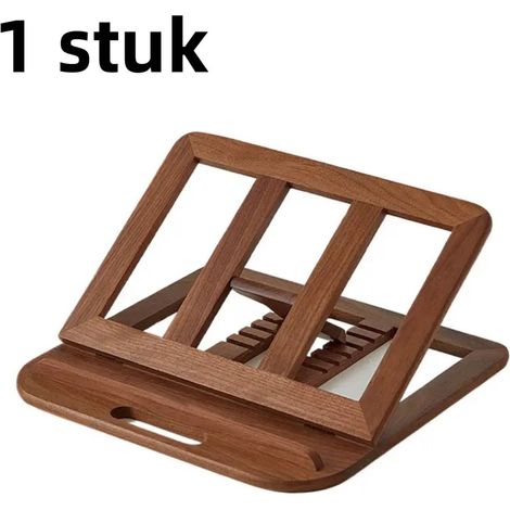 Support pour ordinateur portable en bois réglable et pliable avec système de dissipation de chaleur pour bureau et étude couleur marron (1/5)