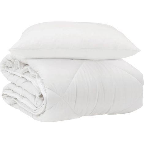 Duvet toutes saisons avec oreiller 2 pcs Blanc Microfibre (1/5)