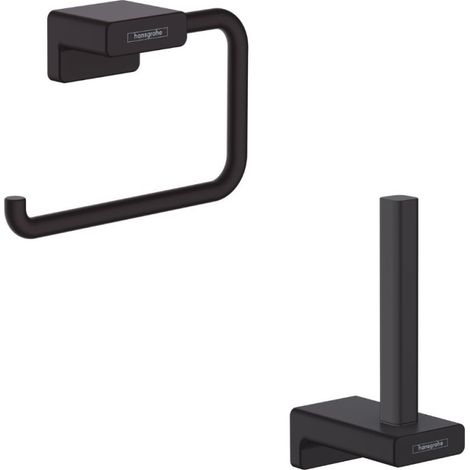HANSGROHE Portarrollos AddStoris + Reserva portarrollos negro mate