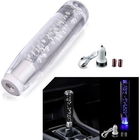 Per 1 pomello del cambio personalizzato per auto, pomello del cambio a bolla di cristallo illuminato a LED con testa a forma di onda, pomello del cambio cool da 7,87 pollici, ricambio (1/5)