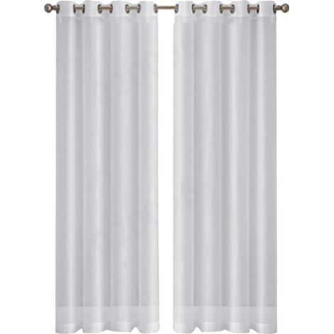 Rideaux en Voile Blanc "Leott" - Aspect Lin Semi-Transparent - Lot de 2 Panneaux 54x84 Pouces (137x213cm) - pour Séjour ou Salle à Manger (1/5)