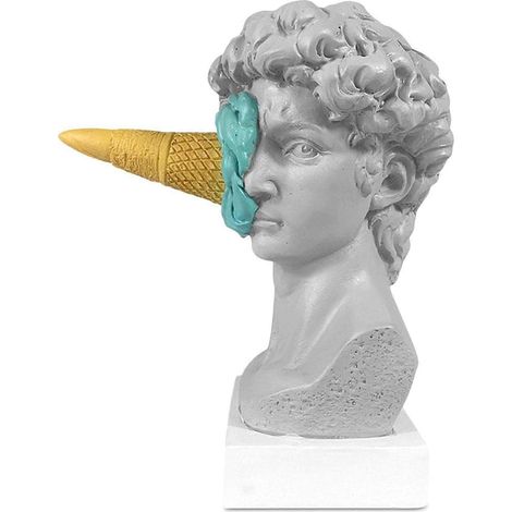 Statue de David brisant une glace, buste de David, style européen moderne et épuré, décoration pour chambre, salon, véranda ou bureau. (1/5)