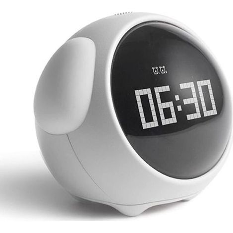 Réveil pour Enfants Rapport ponctuel avec veilleuse à Commande vocale Luminosité réglable Détection de la température Fonction Snooze pour garçons Filles Blanc (1/5)