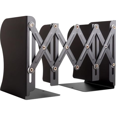 Serre-livres métal réglables largeur 10 à 50 cm, modèles noir et blanc pour bibliothèque et école