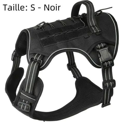 Filiyano-Harnais pour chien - Tactique - Noir - Taille S - Anti-traction - Respirant - Ajustable Noir (1/5)