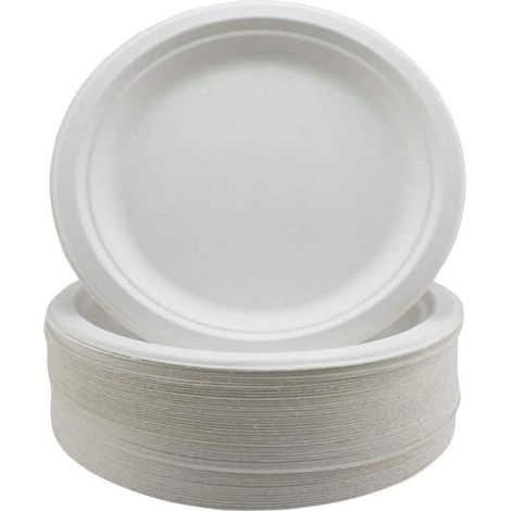 Assiettes en papier ultra-résistantes - Assiettes blanches jetables extra-résistantes - Écologiques et biodégradables - Lot de 50 - Idéales pour les pique-niques, les barbecues et les fêtes (1/5)