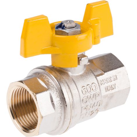 Robinet à boisseau sphérique haute pression en Laiton BSPP 3/4" Poignée Jaune 2 voies ( Prix pour 1 ) (1/2)