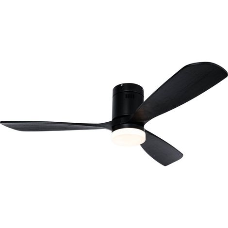 QAZQA Ventilatori da soffitto sofia - Design - Legno,Acciaio,Plastico - Nero - Tondo (non sostituibile) LED Max. 1 x 16 Watt