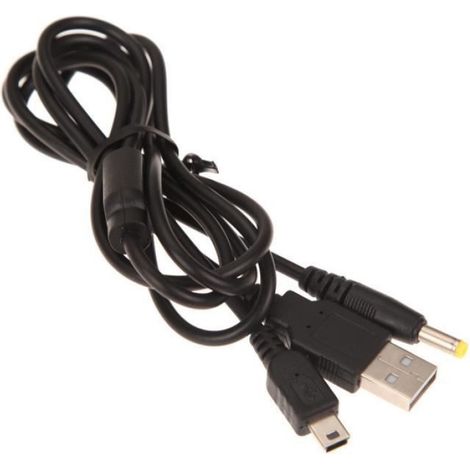 Cable de transfert de données USB 2 en 1,1.2m,cordon de charge,diviseur de charge,pour Sony PSP 2000 3000- Black[C7628] (1/4)