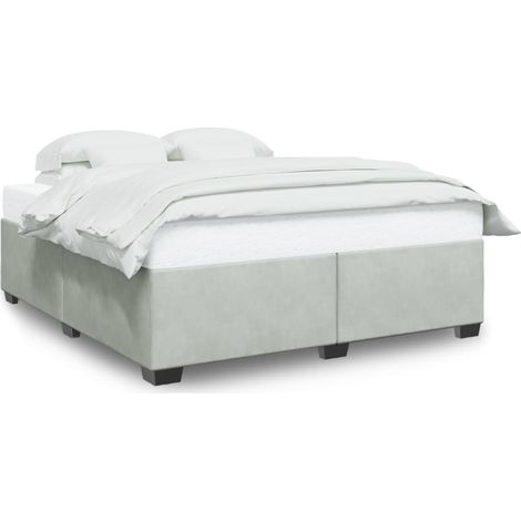 Lit double Lit adulte Cadre de lit sans matelas gris clair 180x200 cm velours (1/5)