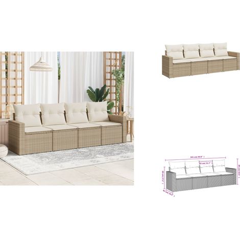 Salon de jardin avec coussins 4 pcs beige résine tressée - Salon De Jardin - Canapé Extérieur - Ensemble Salon De Jardin - Meuble De Jardin - Mobilier De Jardin (1/3)