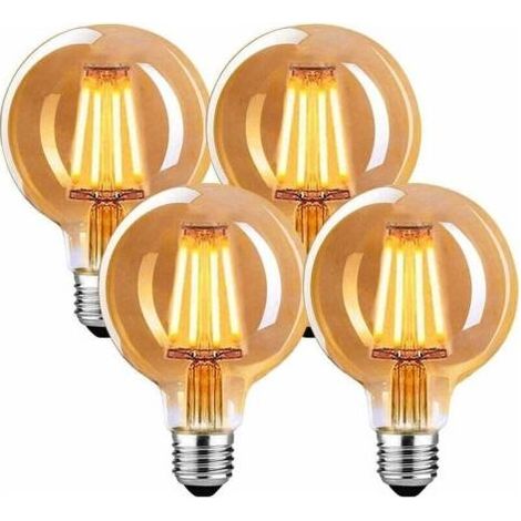 Vintage E27 LED-Lampe, dimmbar, 4 W, G80, warmweiß (2700 K), ideal für Pendelleuchten, Tischlampen und Wandleuchten – 4er-Pack (1/4)