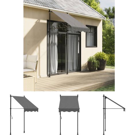 The Living Store Markise Einziehbar Anthrazit 100x150 cm Stoff und Stahl - Markisen (1/5)