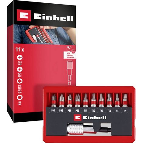 Einhell Bit Taschenbox 11tlg 118663 Kit inserti PH, PZ, Brugola interna, TX incl. porta inserti (1/2)