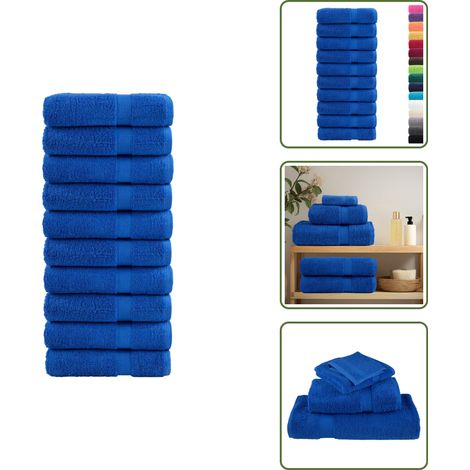 The Living Store Serviettes de bain de qualité supérieure SOLUND 10 pcs bleu - Serviettes De Bain - Serviettes Éponge - Serviettes Douces - Serviettes Bleues - Serviettes De Toilette