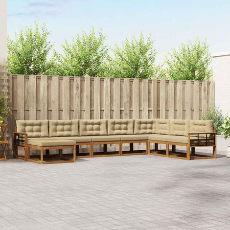 Outdoor-Sofagarnitur mit Kissen 8 pcs Natur und Beige